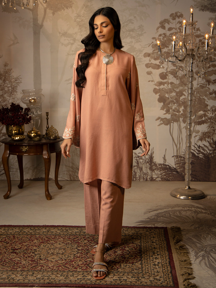 2pc Solid Embroidered Stitched Suit