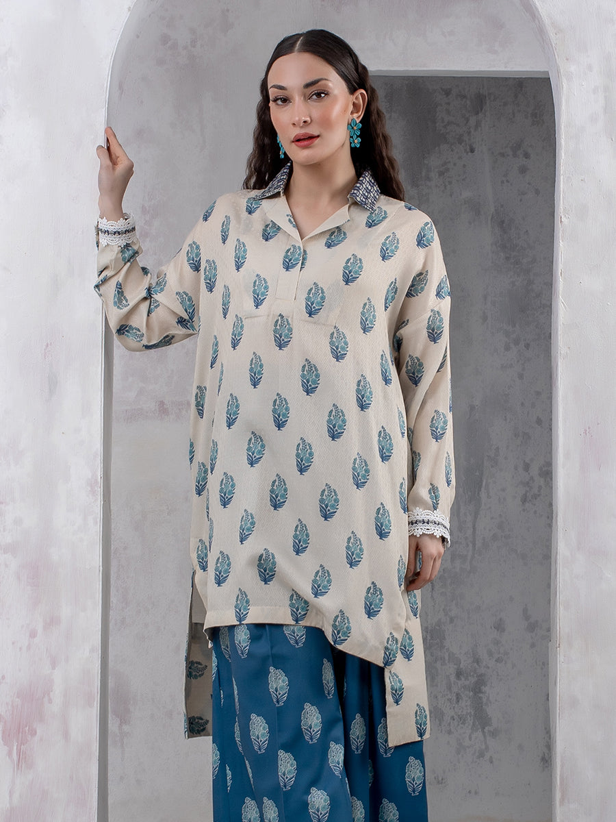 2pc Unstitched Printed Dobby Silk Lawn