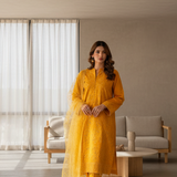 3PC UNSTITCHED CHIKANKARI EMBROIDERED LAWN SUIT