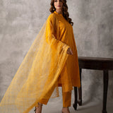 3PC UNSTITCHED CHIKANKARI EMBROIDERED LAWN SUIT