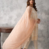 3PC UNSTITCHED CHIKANKARI EMBROIDERED LAWN SUIT