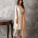 3PC UNSTITCHED CHIKANKARI EMBROIDERED LAWN SUIT