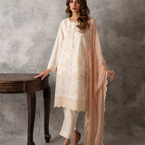 3PC UNSTITCHED CHIKANKARI EMBROIDERED LAWN SUIT