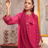 3PC Unstitched Chiffon Embroidered Suit (SUNW7CH096)