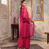 3PC Unstitched Chiffon Embroidered Suit (SUNW7CH096)