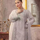 3PC Unstitched Chiffon Embroidered Suit (SUNW7CH095)