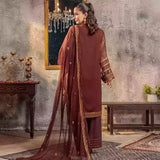 3PC Unstitched Chiffon Embroidered Suit (SUNW7CH094)