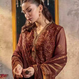 3PC Unstitched Chiffon Embroidered Suit (SUNW7CH094)