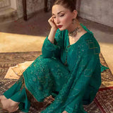 3PC Unstitched Chiffon Embroidered Suit (SUNW7CH093)