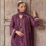 3PC Unstitched Chiffon Embroidered Suit (SUNW7CH092)