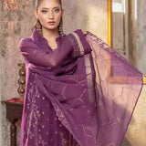 3PC Unstitched Chiffon Embroidered Suit (SUNW7CH092)