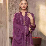 3PC Unstitched Chiffon Embroidered Suit (SUNW7CH092)
