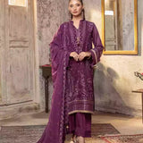 3PC Unstitched Chiffon Embroidered Suit (SUNW7CH092)