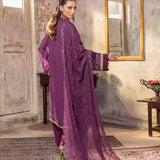3PC Unstitched Chiffon Embroidered Suit (SUNW7CH092)