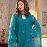 3PC Unstitched Chiffon Embroidered Suit (SUNW7CH090)