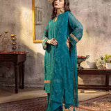 3PC Unstitched Chiffon Embroidered Suit (SUNW7CH090)