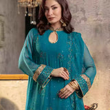 3PC Unstitched Chiffon Embroidered Suit (SUNW7CH090)