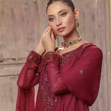 3PC Unstitched Chiffon Embroidered Suit (SUNW7CH088)
