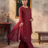 3PC Unstitched Chiffon Embroidered Suit (SUNW7CH088)