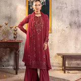 3PC Unstitched Chiffon Embroidered Suit (SUNW7CH088)
