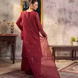 3PC Unstitched Chiffon Embroidered Suit (SUNW7CH088)