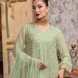 3PC Unstitched Chiffon Embroidered Suit (SUNW7CH085)
