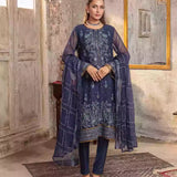 3PC Unstitched Chiffon Embroidered Suit (SUNW7CH082)