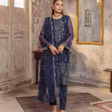 3PC Unstitched Chiffon Embroidered Suit (SUNW7CH082)