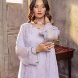 3PC Unstitched Chiffon Embroidered Suit (SUNW7CH080)