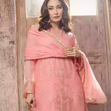 3PC Unstitched Chiffon Embroidered Suit (SUNW7CH079)