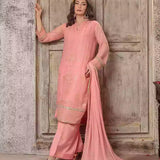 3PC Unstitched Chiffon Embroidered Suit (SUNW7CH079)