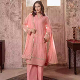3PC Unstitched Chiffon Embroidered Suit (SUNW7CH079)