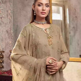 3PC Unstitched Chiffon Embroidered Suit (SUNW7CH078)