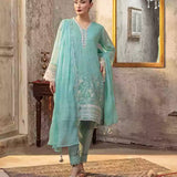 3PC Unstitched Chiffon Embroidered Suit (SUNW7CH077)