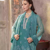 3PC Unstitched Chiffon Embroidered Suit (SUNW7CH076)