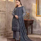 3PC Unstitched Chiffon Embroidered Suit (SUNW7CH074)