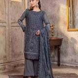 3PC Unstitched Chiffon Embroidered Suit (SUNW7CH074)