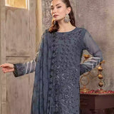 3PC Unstitched Chiffon Embroidered Suit (SUNW7CH074)