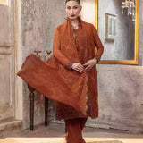3PC Unstitched Chiffon Embroidered Suit (SUNW7CH073)