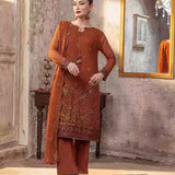 3PC Unstitched Chiffon Embroidered Suit (SUNW7CH073)