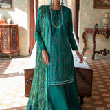 Unstitched 3pc - Heavy Embroidered Front With Printed Back & Sleeves with Chiffon Printed Embroidered Dupatta & Dyed Cambric Trouser - FAUSTINA (WK-00994AUT) - SalitexOnline