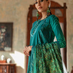 Unstitched 3pc - Heavy Embroidered Front With Printed Back & Sleeves with Chiffon Printed Embroidered Dupatta & Dyed Cambric Trouser - FAUSTINA (WK-00994AUT) - SalitexOnline