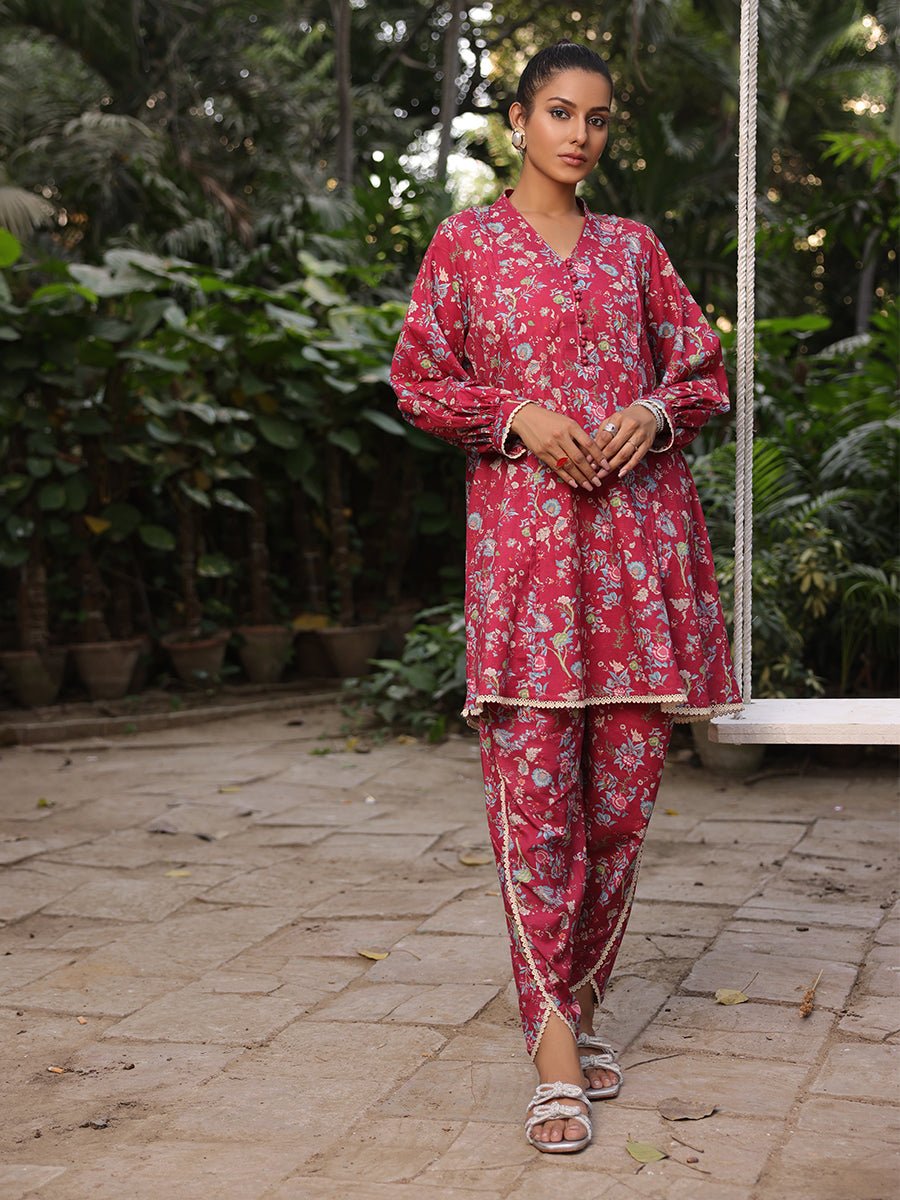 2pc- Printed Lensing Slub Suit - SalitexOnline