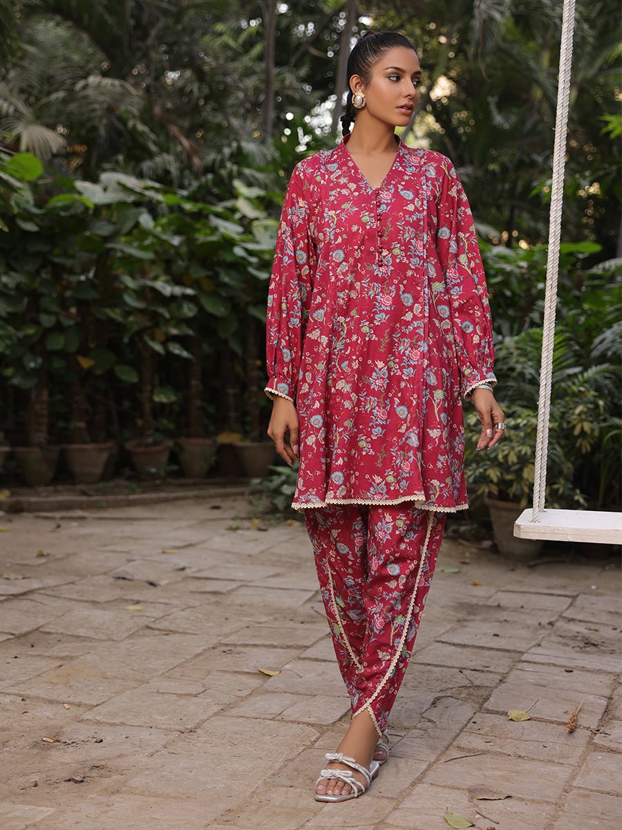 2pc- Printed Lensing Slub Suit - SalitexOnline