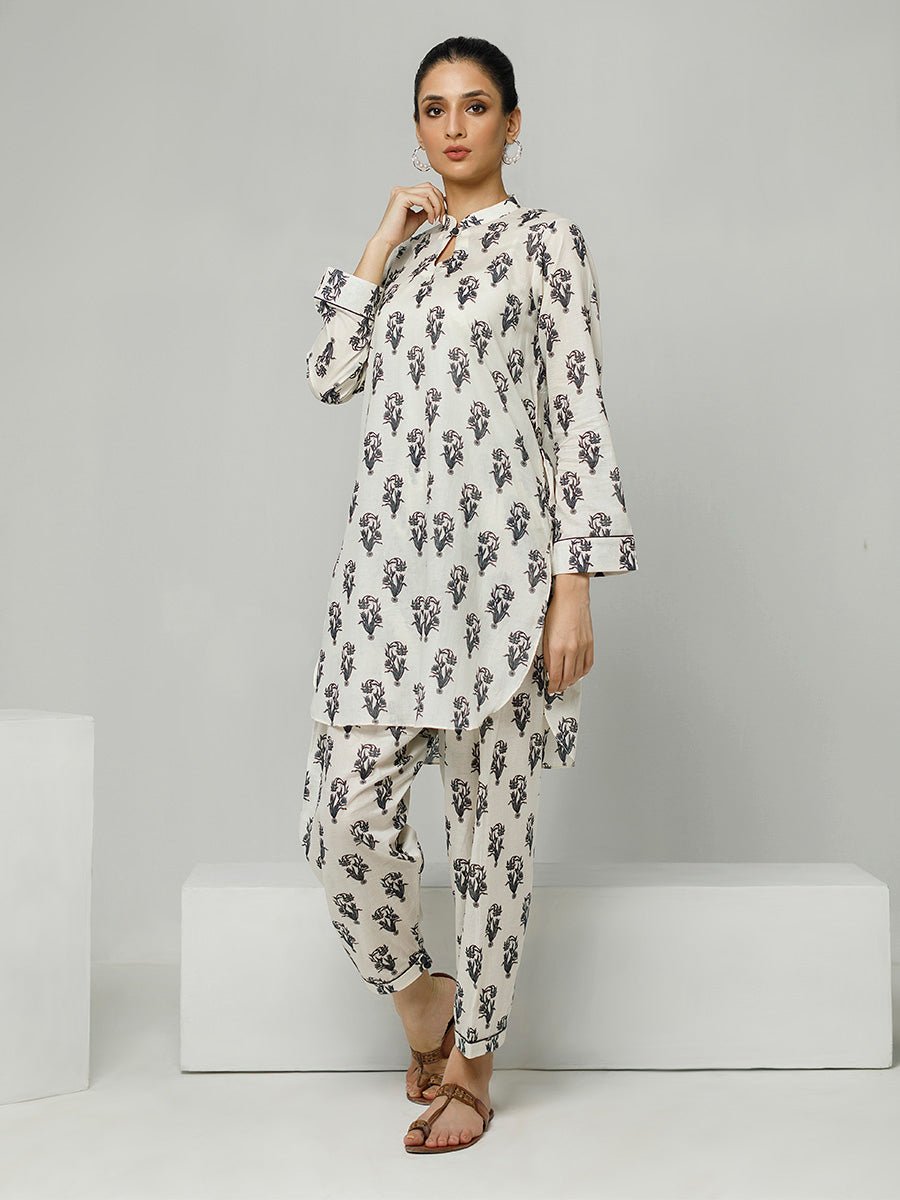 2pc Printed Pret - B&W ( Z-000016) - SalitexOnline