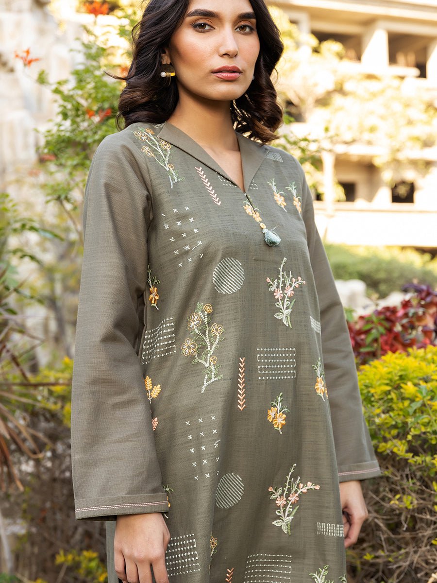 2pc - Solid Embroidered Suit - SalitexOnline