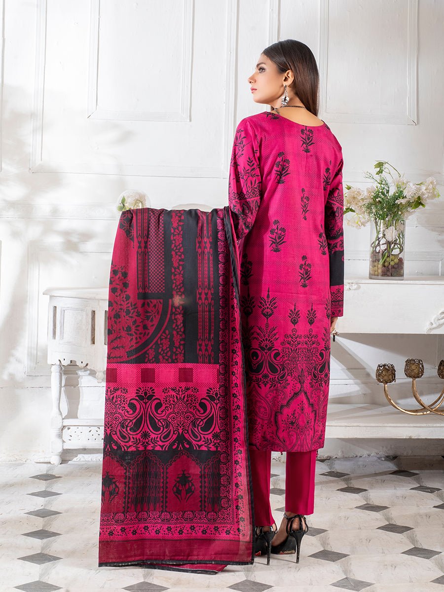 3pc Printed Cambric Shirt with Printed Lawn Dupatta & Cambric Trouser - Inaya (IP-00047B) - SalitexOnline