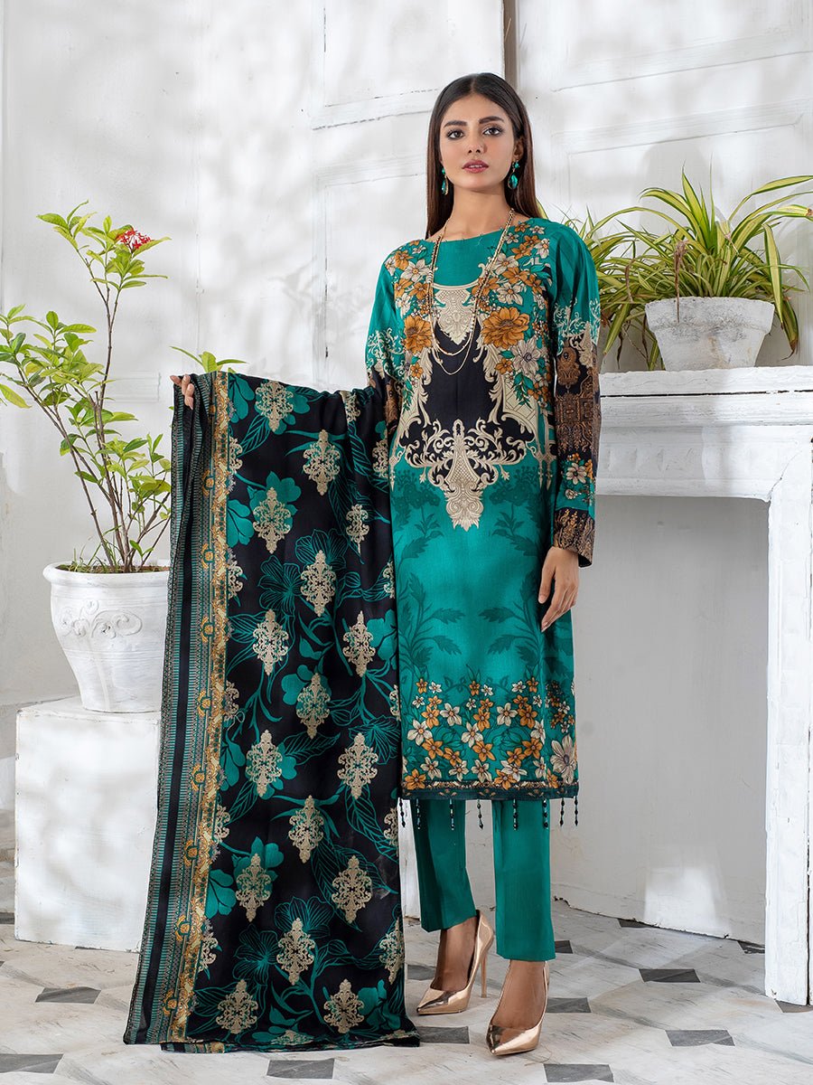 3pc Printed Cambric Shirt with Printed Lawn Dupatta & Cambric Trouser - Inaya (IP-00051B) - SalitexOnline