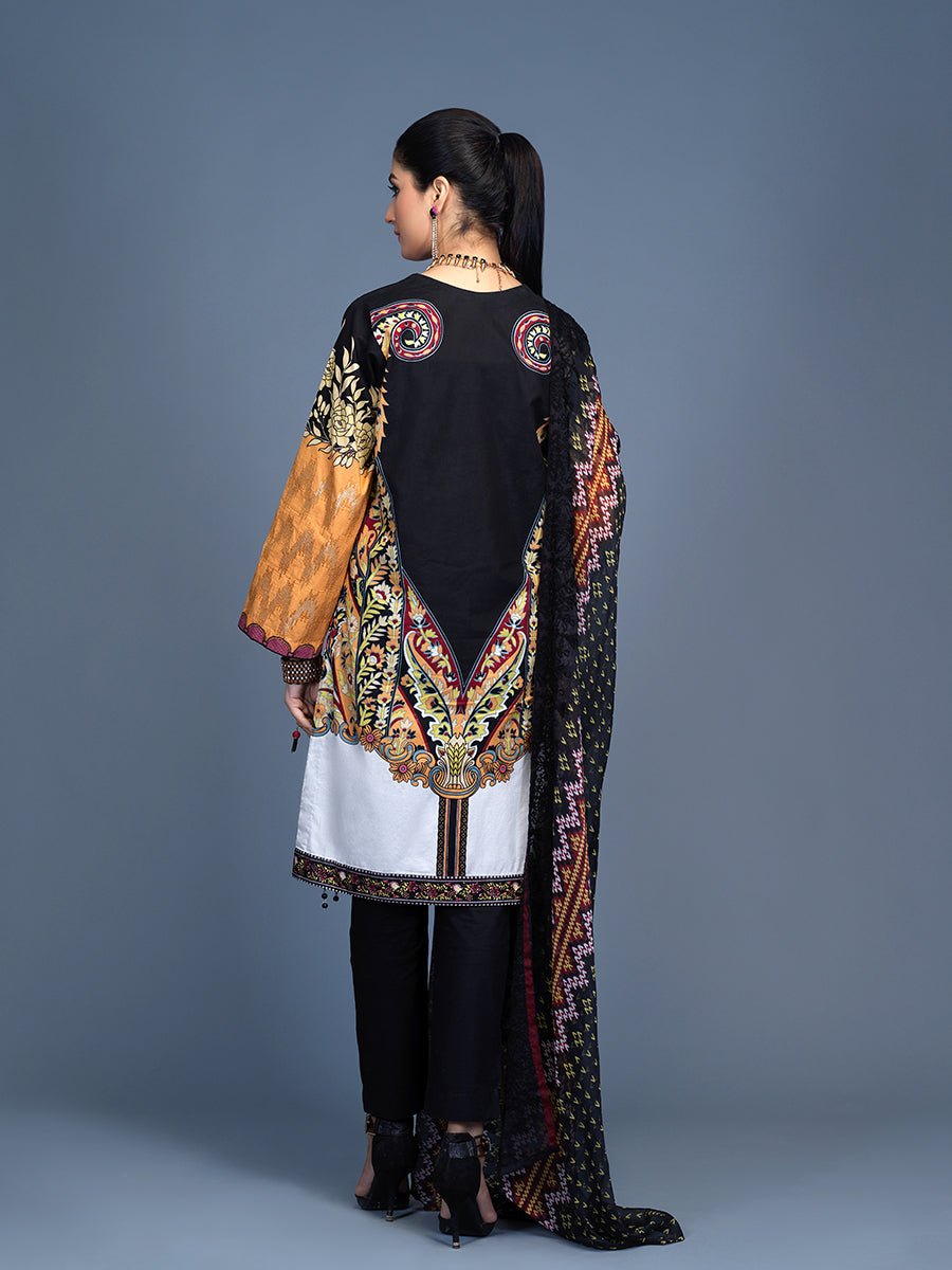 3pc Printed Embroidered Cambric Shirt & Printed Embroidered Chiffon Dupatta - LaRobe (Wk-00570A) - SalitexOnline
