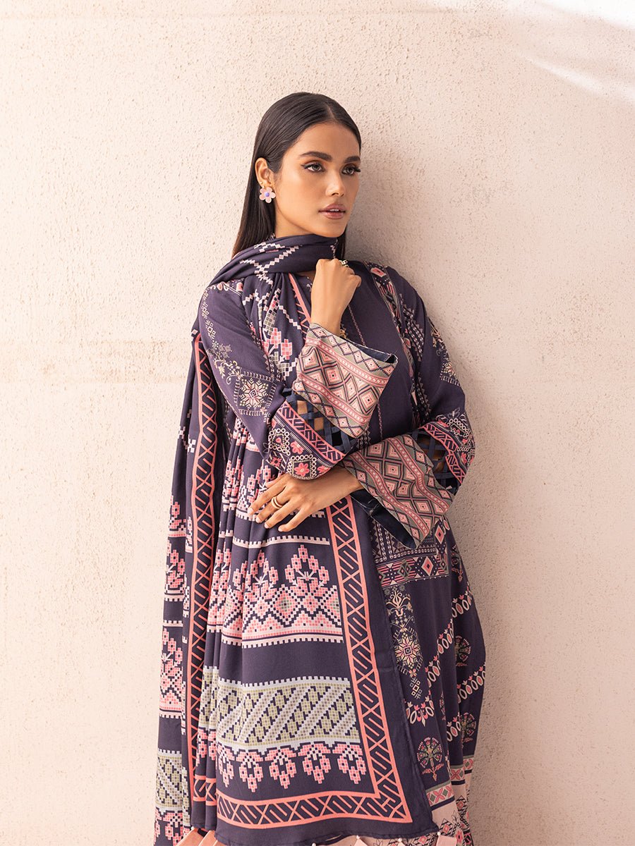 3pc Stitched Printed Linen Suit Vol.2 (WK-01185) - SalitexOnline